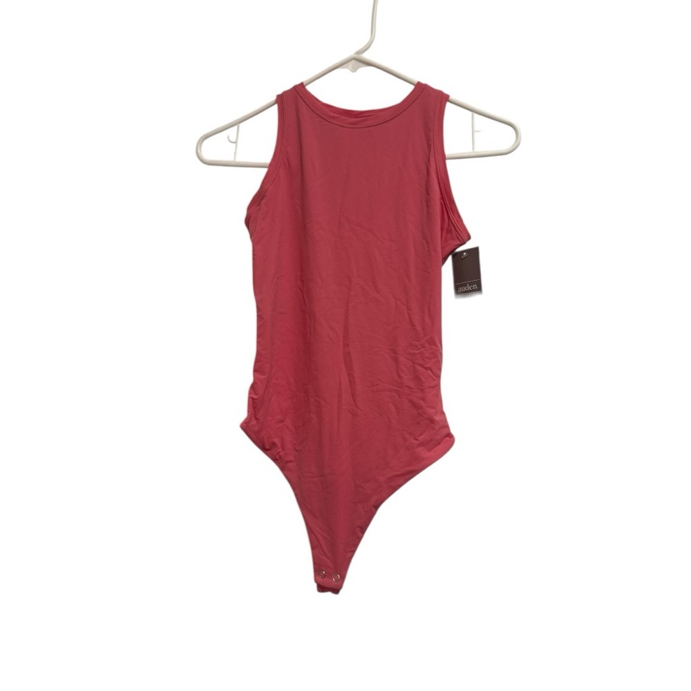 Auden Luxury Collection Sleeveless Crewneck Thong Bodysuit in Rose